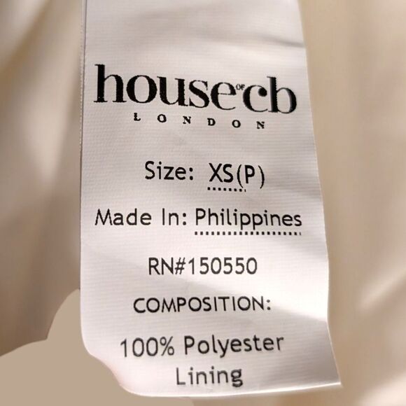 House of CB Princess ivory georgette mini dress Cream Puff Sleeve Women's XS - Picture 10 of 11